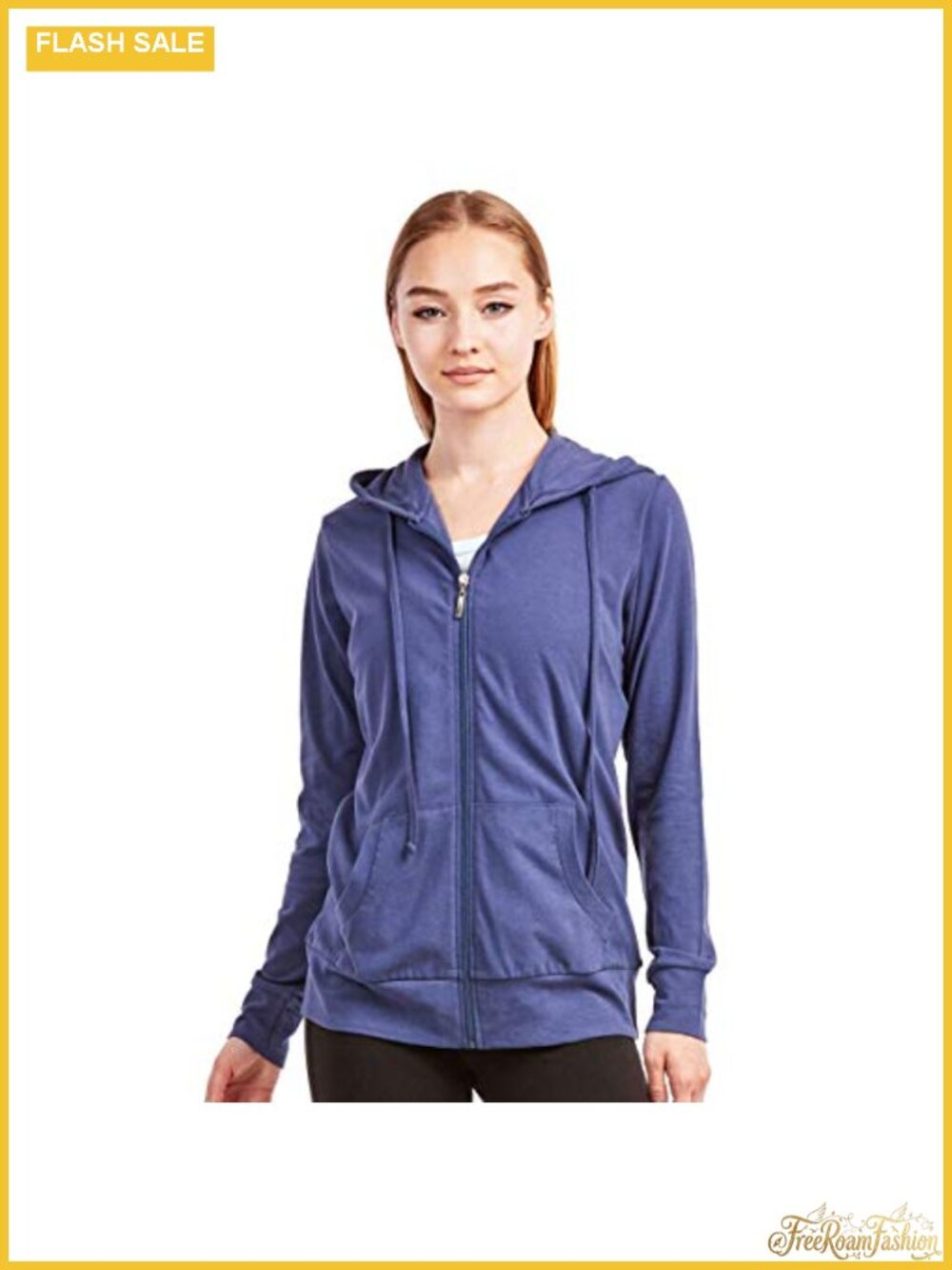 Women's Thin Cotton Zip Up Hoodie Jacket with Pockets Lightweight